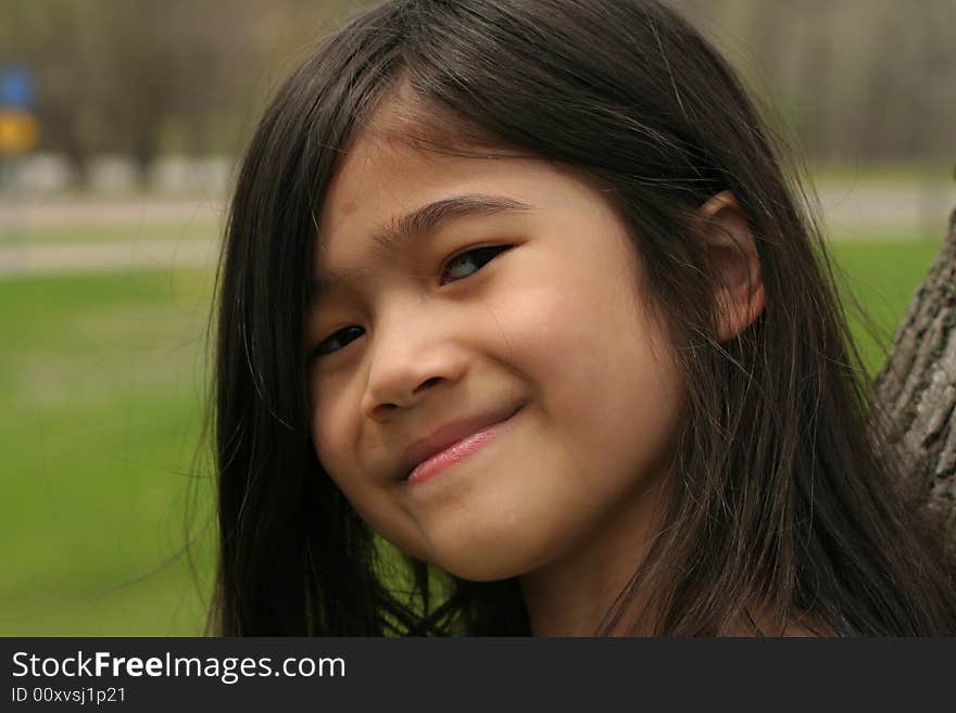 Close up of girl with cute smile