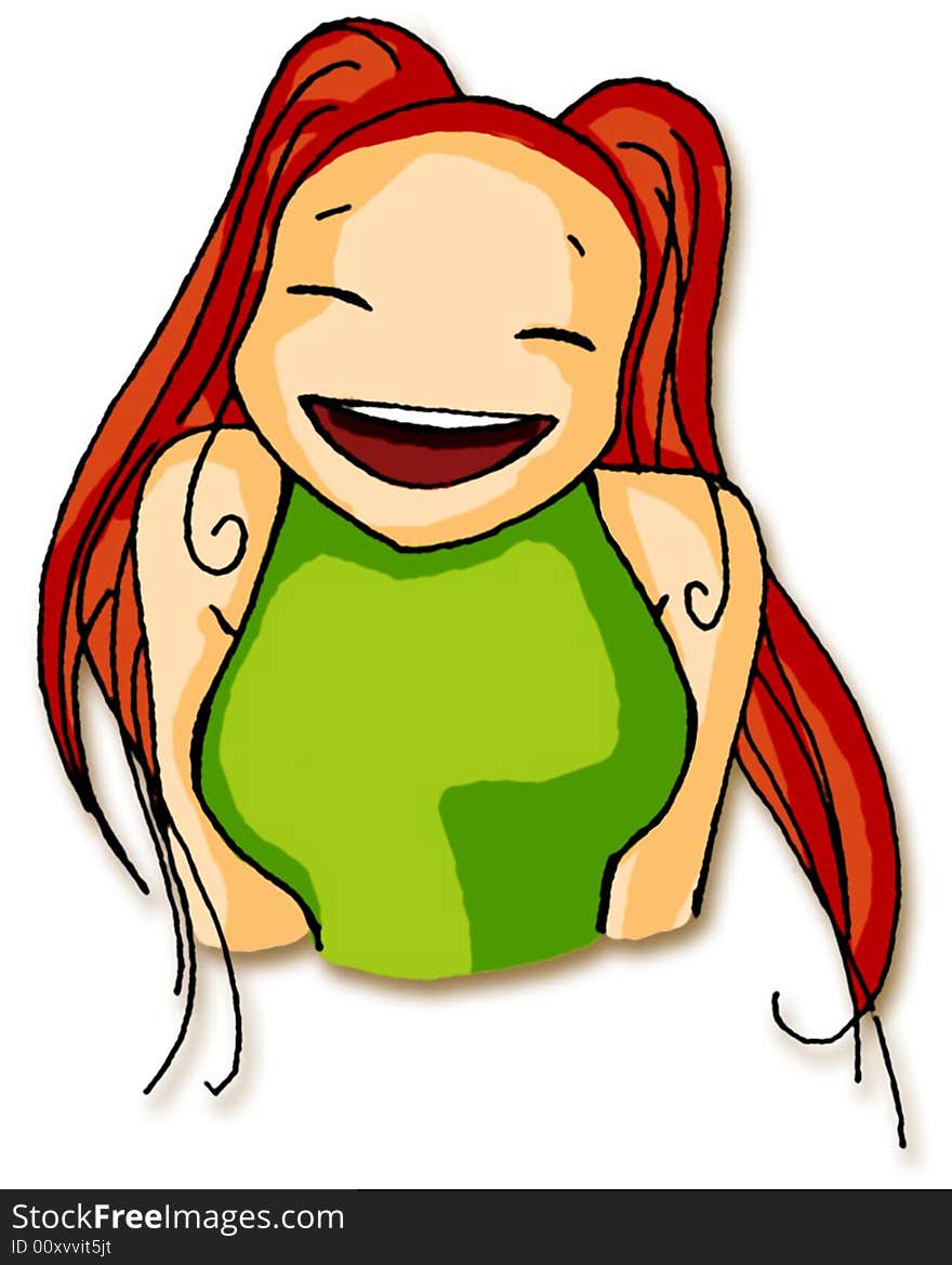 Cute girl smile love happy funny fun cartoon style character. Cute girl smile love happy funny fun cartoon style character