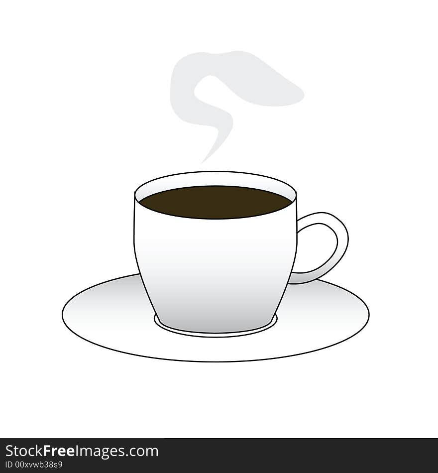 Vector illustration of a cup with steaming coffee. Vector illustration of a cup with steaming coffee