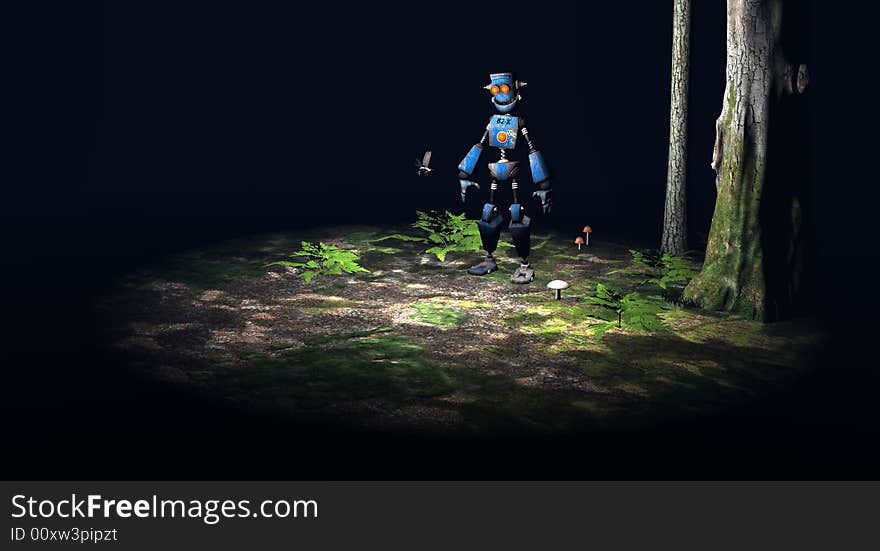 Cg render of cartoon robot