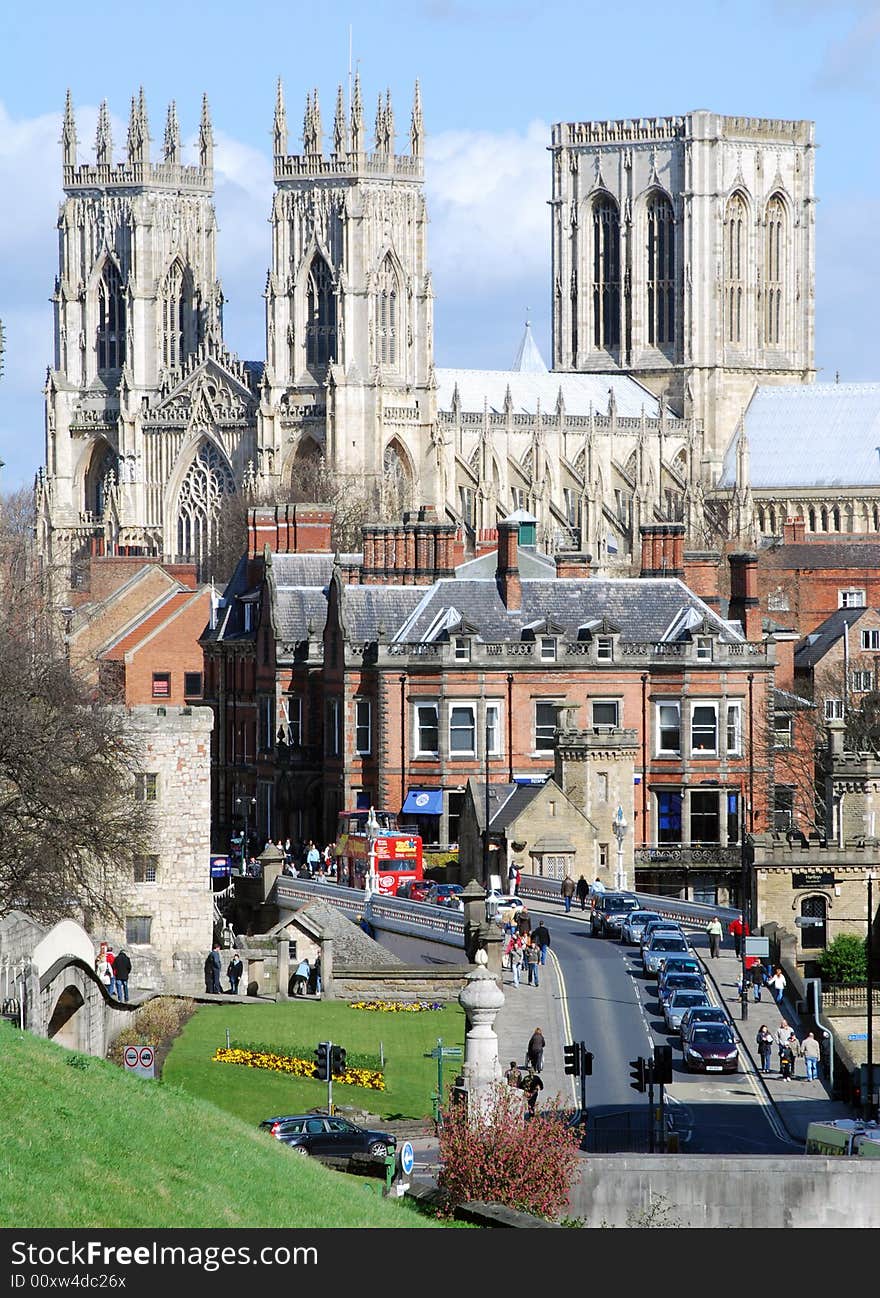 View of City of York with the Minster in background. View of City of York with the Minster in background