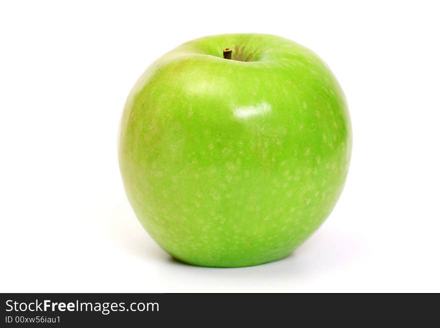 Green apple on white background