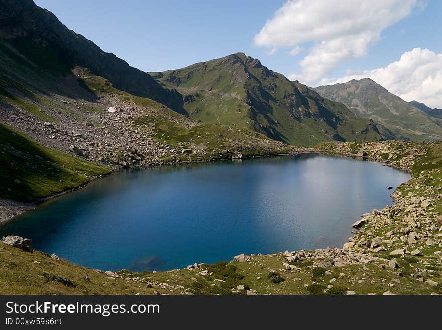 Lake in the Caucasus mountains