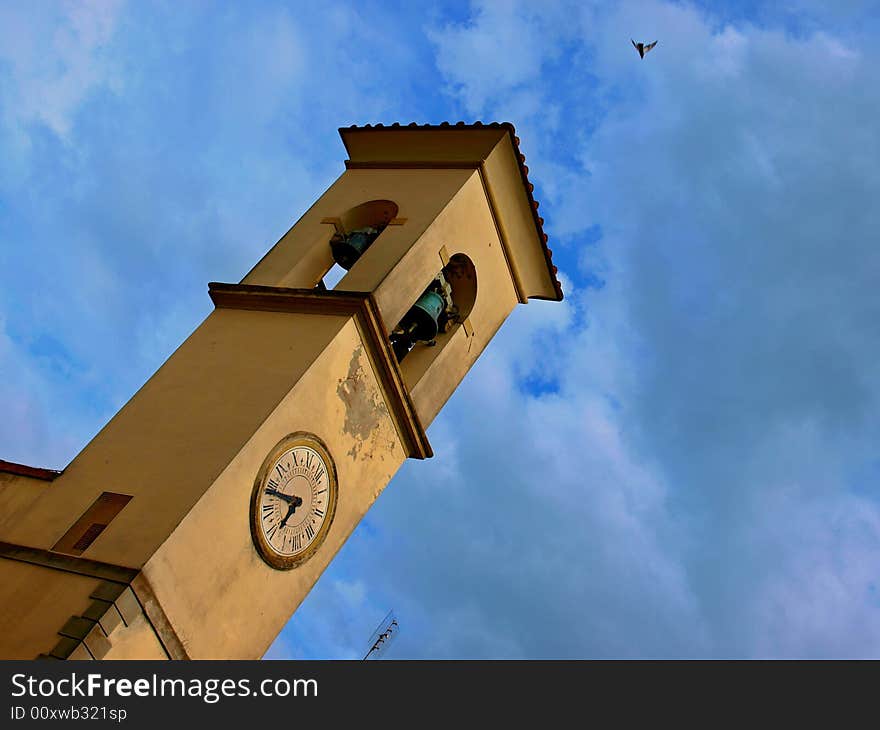 Image of an old bell tower in Tuscany