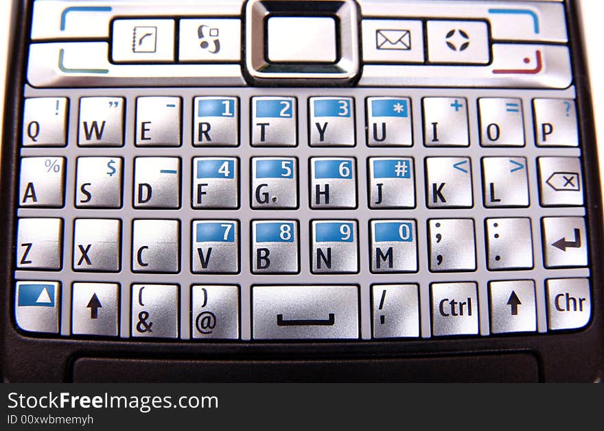 Silver mobile phone keyboard