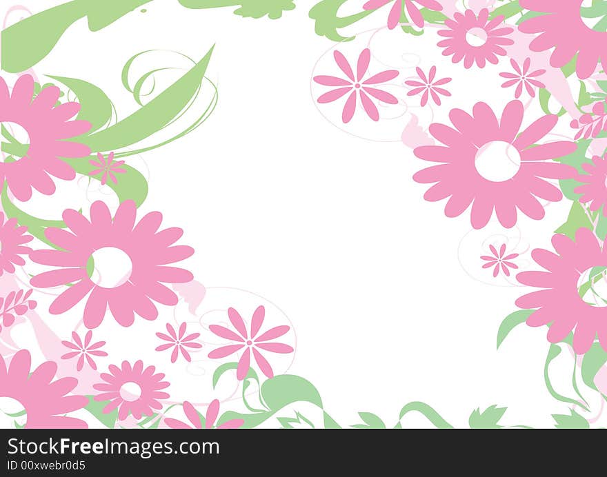 Pink flowers on white background. Pink flowers on white background