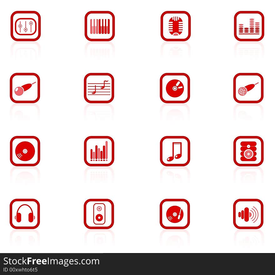 Music and audio raster icons. Vector version is available in my portfolio. Music and audio raster icons. Vector version is available in my portfolio