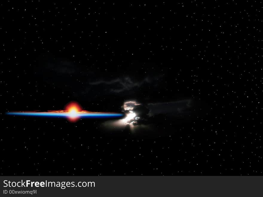 A simulation of an exploding star or planet. A simulation of an exploding star or planet