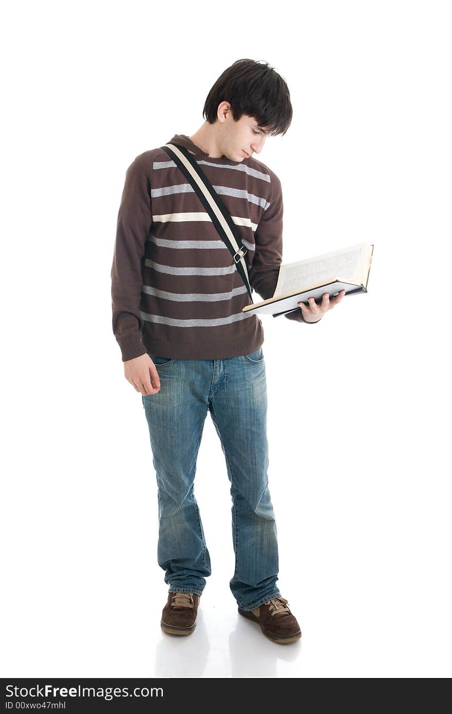 The young student isolated on a white background