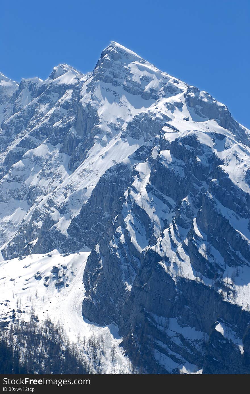 Alps snow and rocks wall. Alps snow and rocks wall