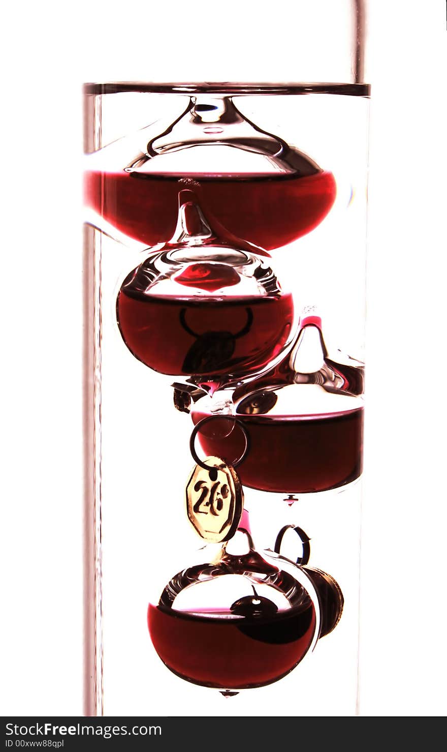 red and white Galileo's thermometer