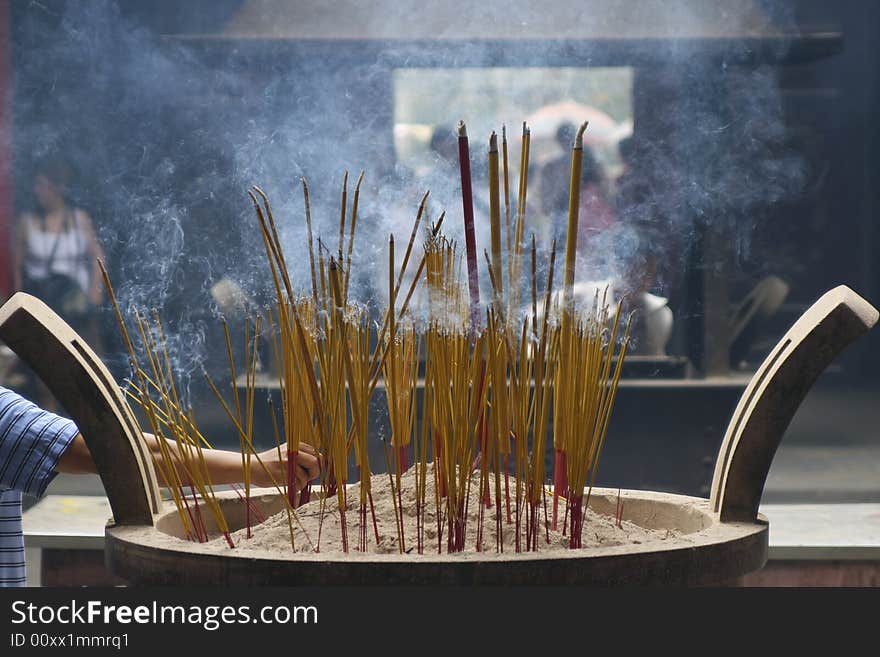 Burning incense stick