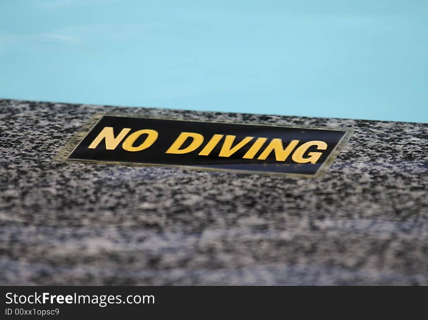 No diving -Sign