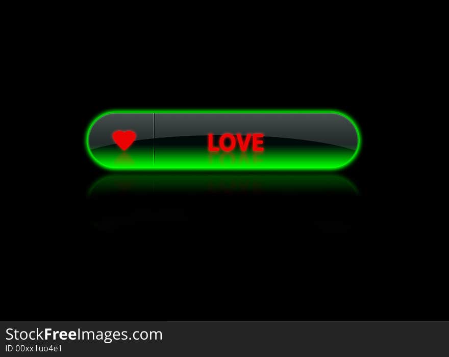 Green neon button love