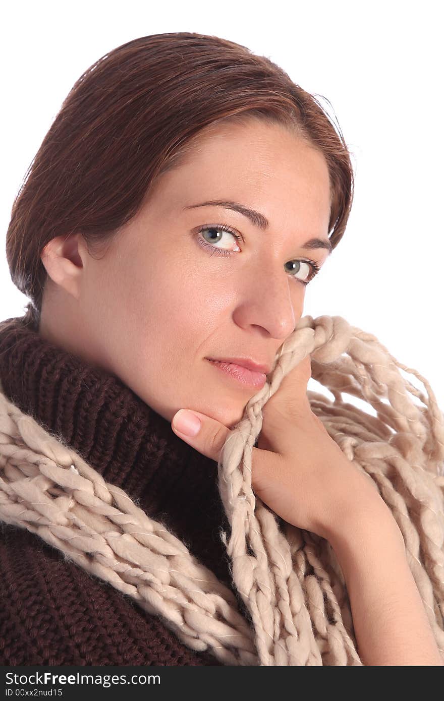 Beautiful young a woman on white background