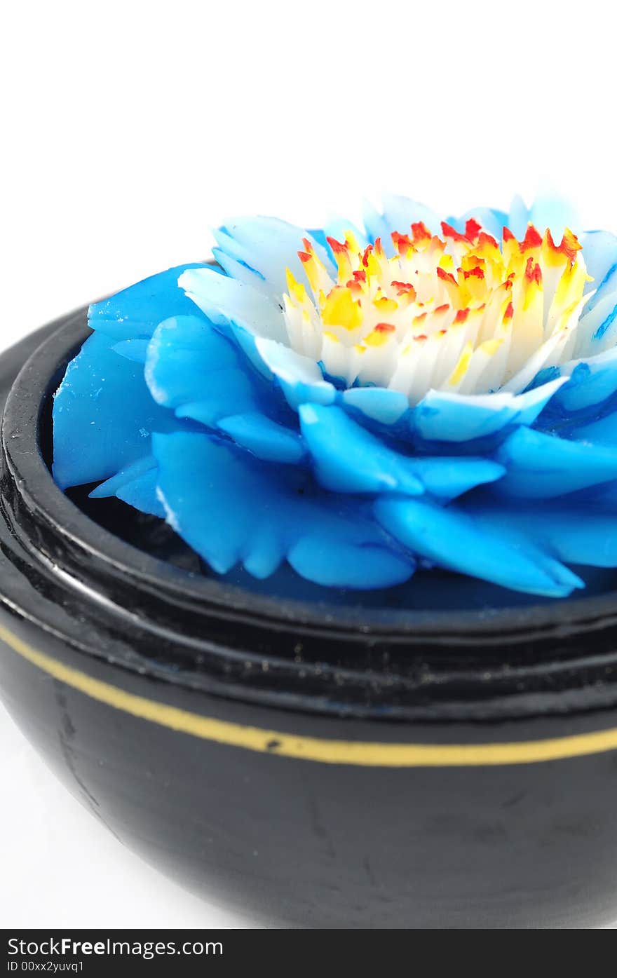 Flower soap carving with blue petals. Flower soap carving with blue petals