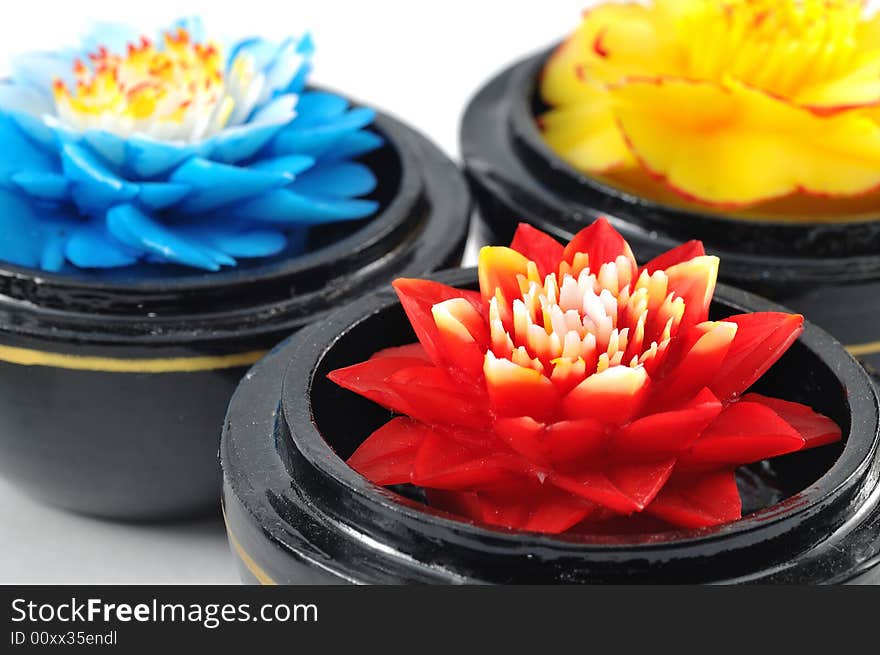 Flower soap carving on white