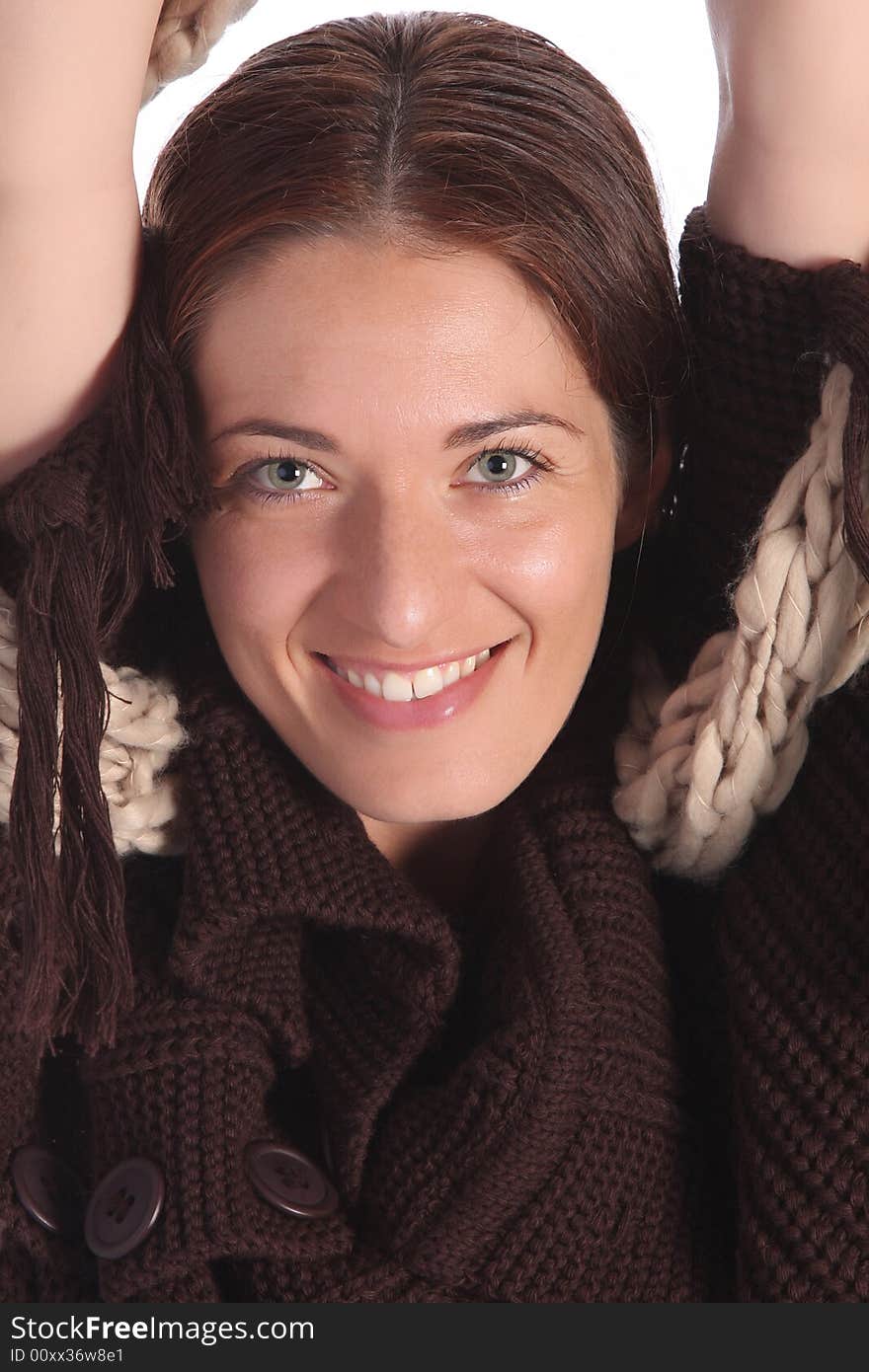 Beautiful young a woman on white background