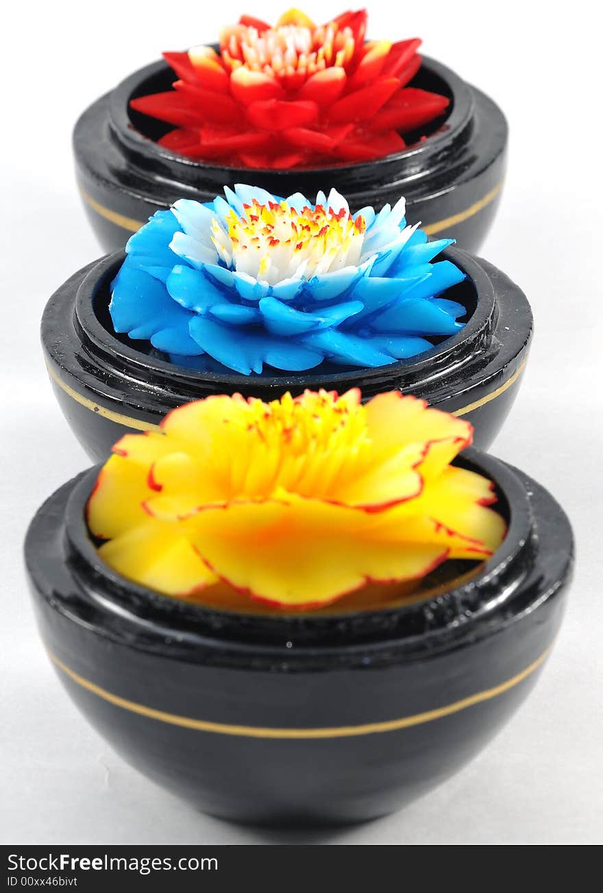 Colourful flower soap carving