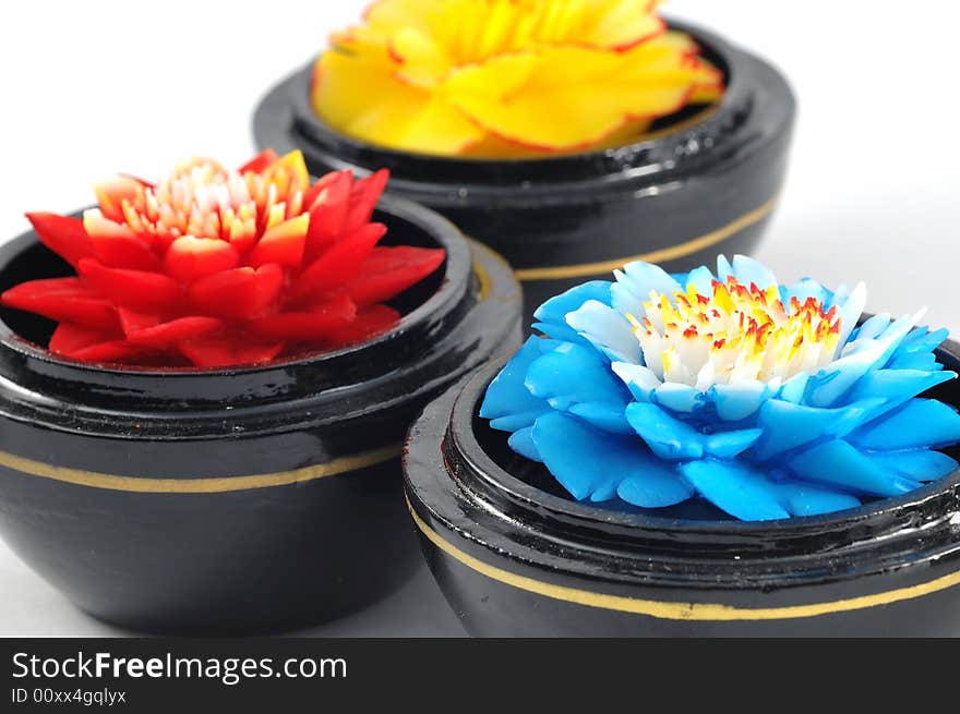 Colourful flower soap carving