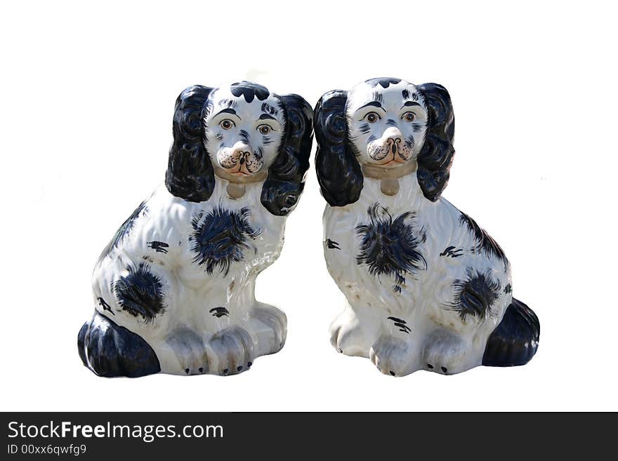 A pair of classic china dogs isolated against a white background