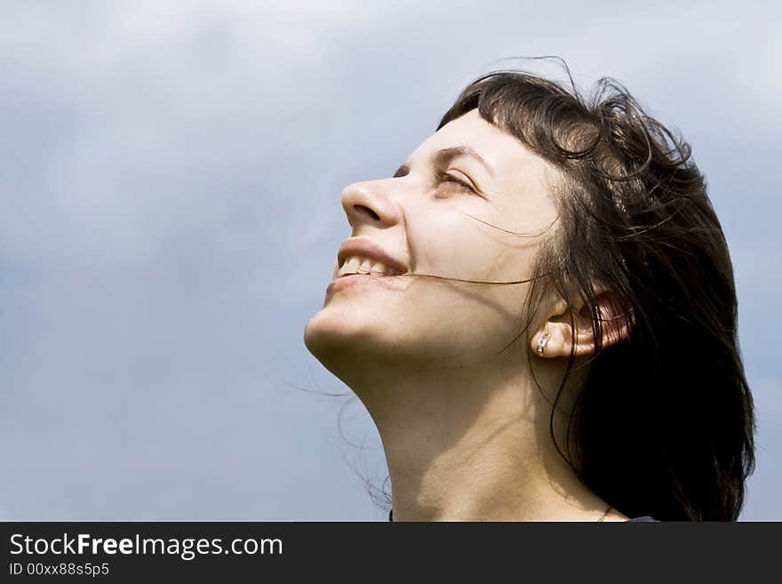 Young girl enjoying breeze