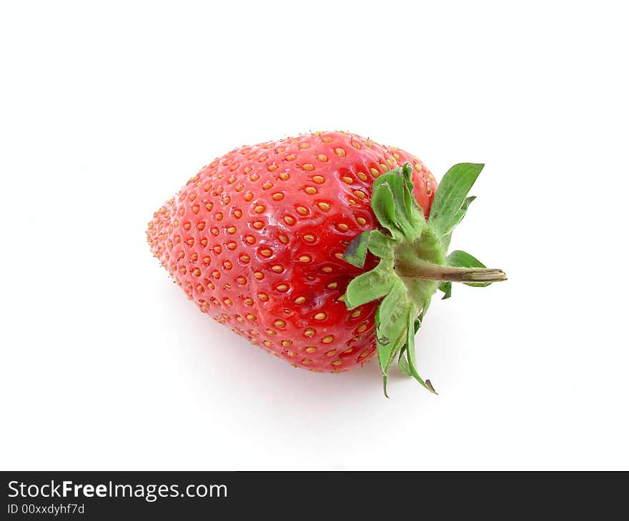 Juicy strawberry isolated over white background, concept of healthy organic, homegrown food and diet.