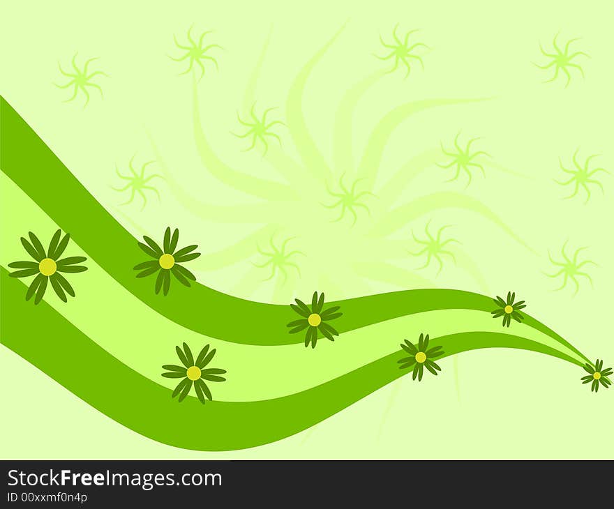 Green background with green flower. Green background with green flower