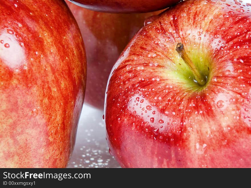 Closeup of fresh apples whit water drops. Closeup of fresh apples whit water drops