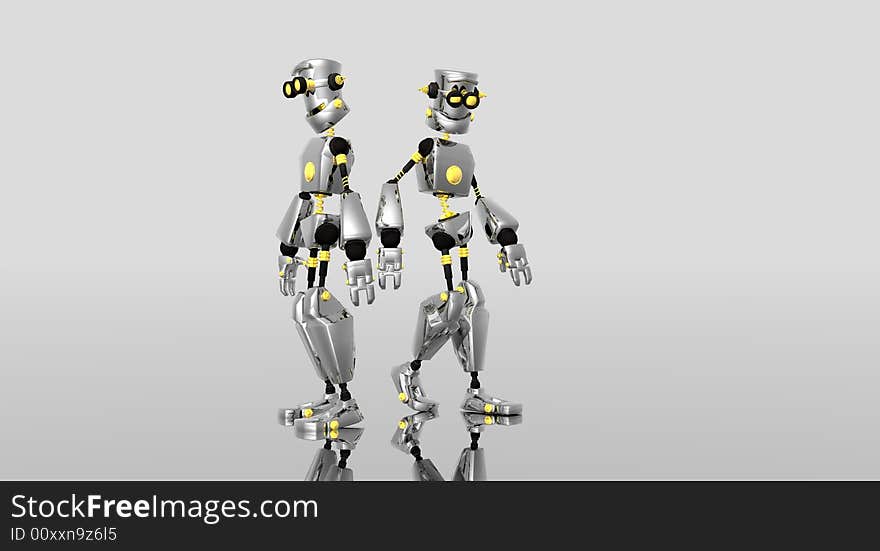 Cg render of cartoon robot