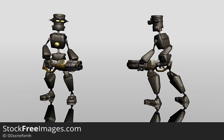 Cartoon Robots With Guns