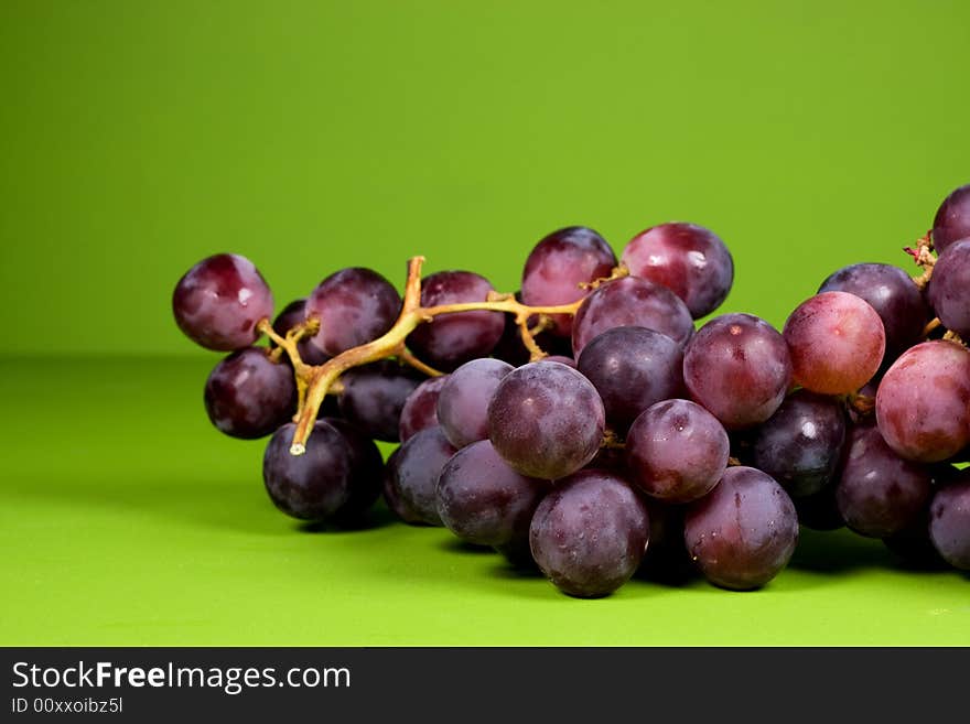 The bunch of ripe red grapes