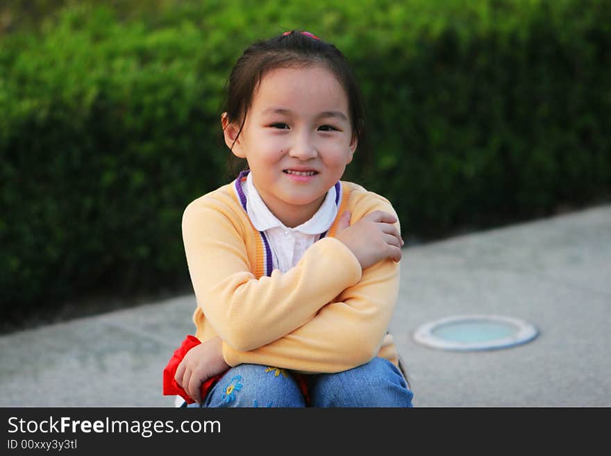 The cute girl in a park. The cute girl in a park.