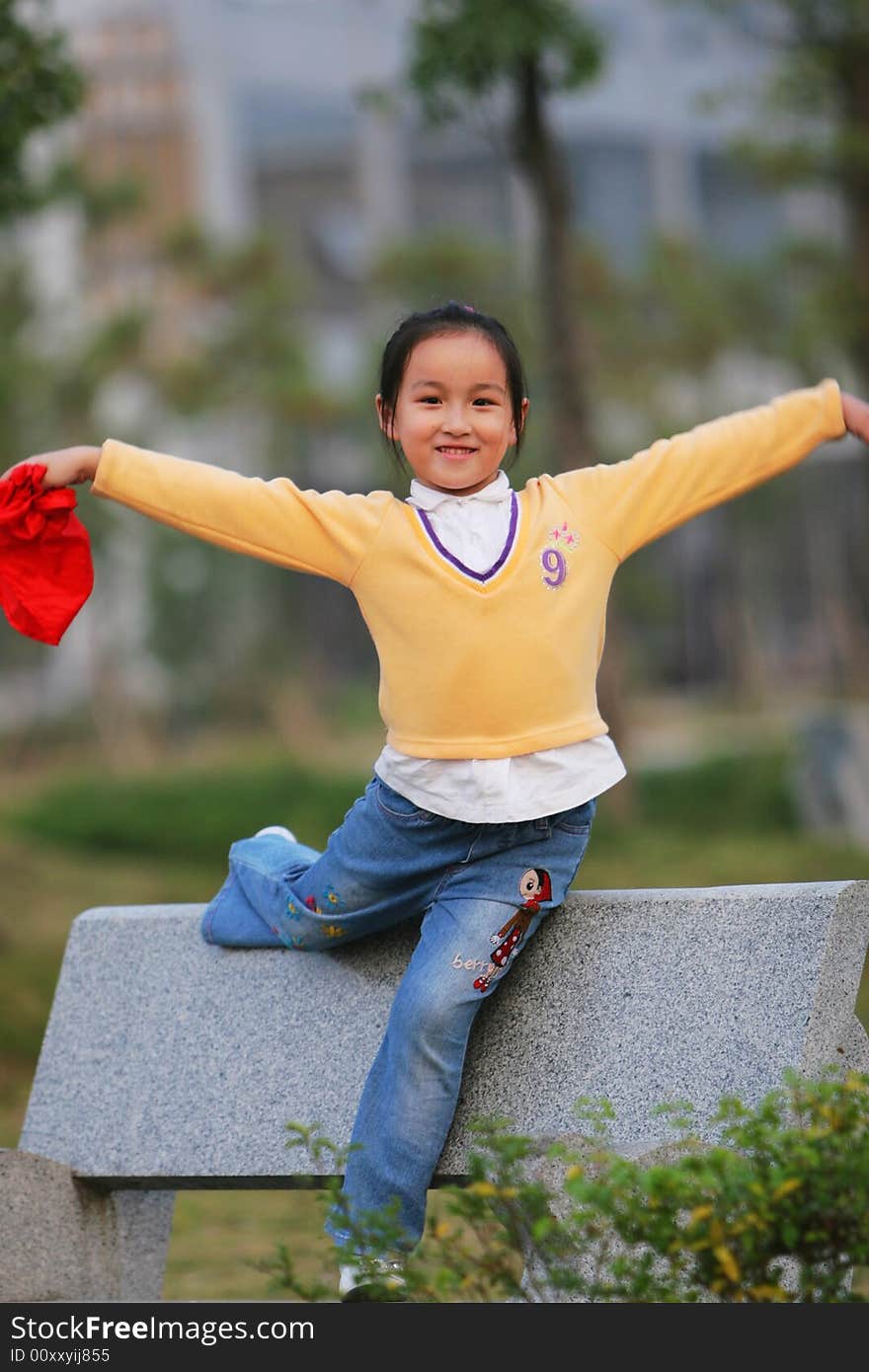 The cute girl in a park. The cute girl in a park.