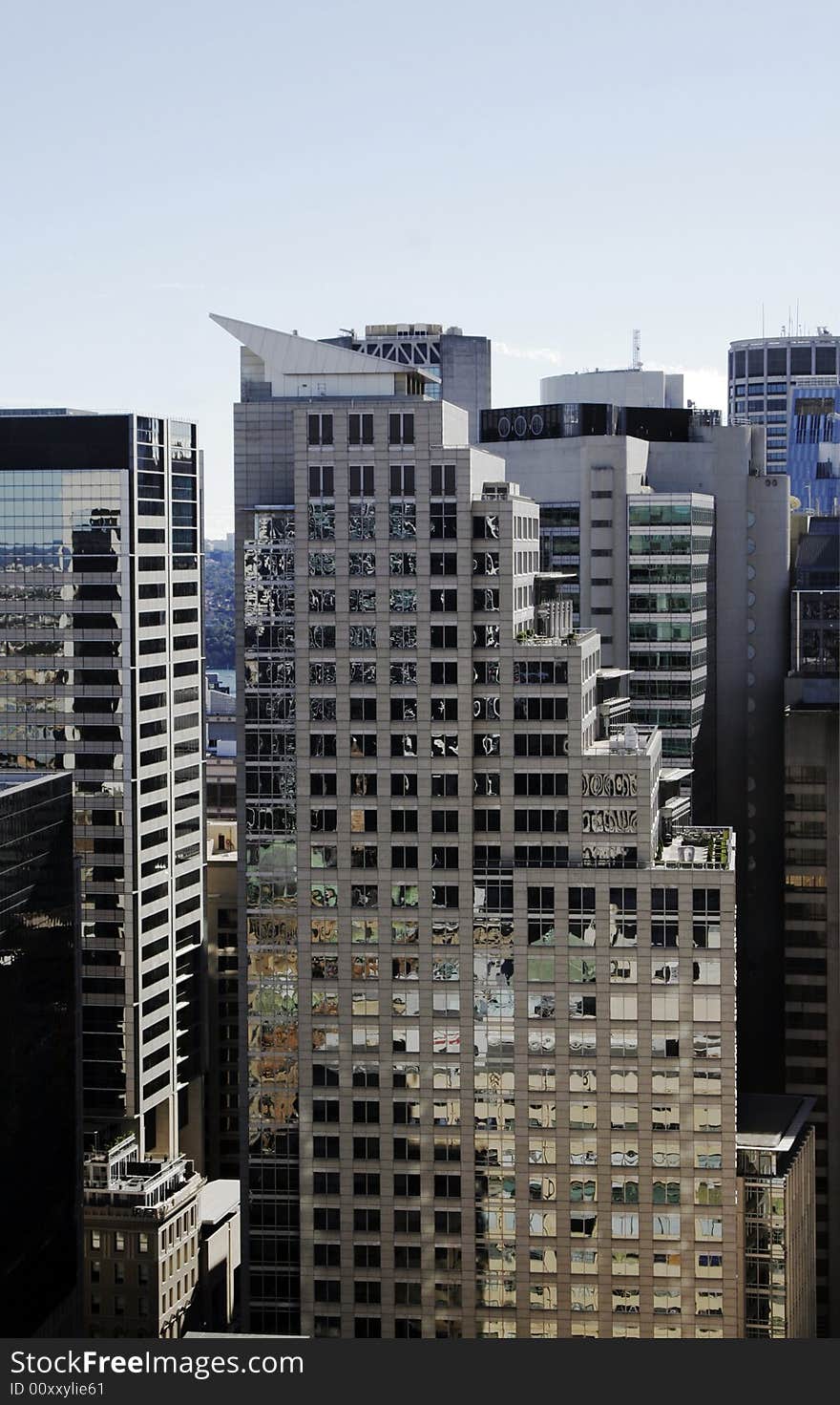 Tall Modern Urban Office Building In Sydney, Concrete And Glass Facade, Australia. Tall Modern Urban Office Building In Sydney, Concrete And Glass Facade, Australia