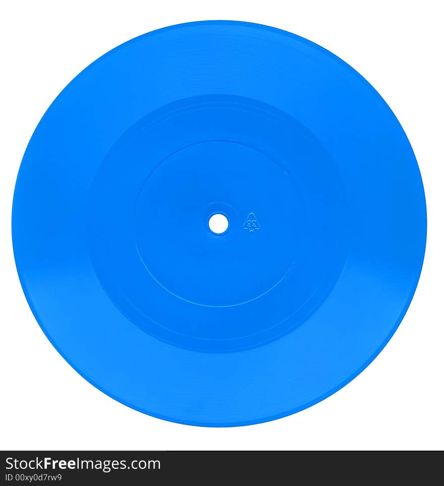Blue vintage vinyl record isolated on white