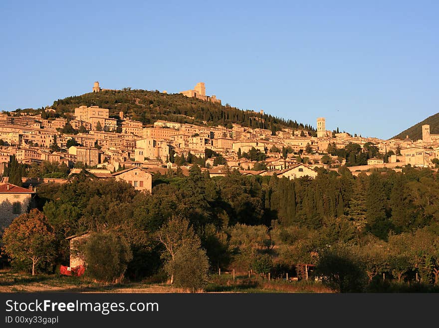 A view of the town of Assisi in Umbria, Italy. A view of the town of Assisi in Umbria, Italy