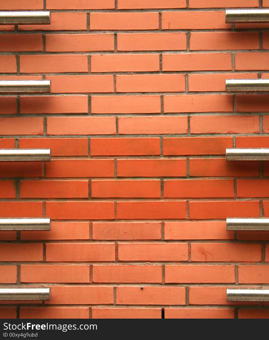 Red Brick Wall with Steel Cores