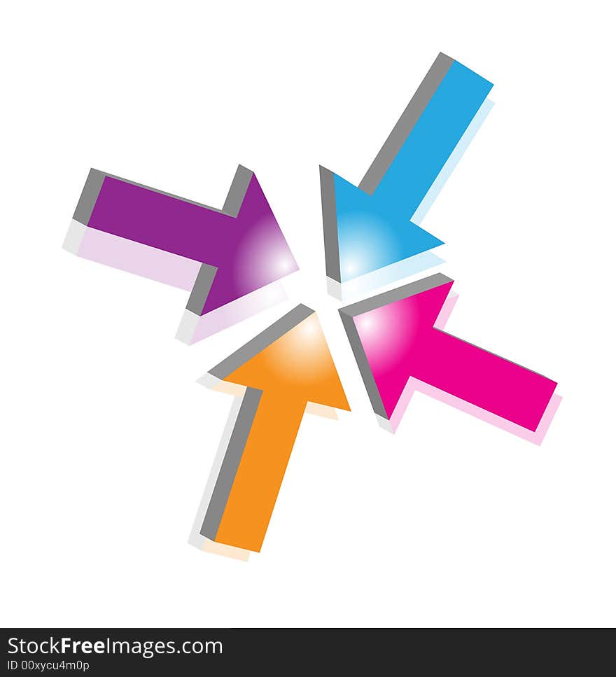 Pink,orange,blue and violet arrow. Pink,orange,blue and violet arrow