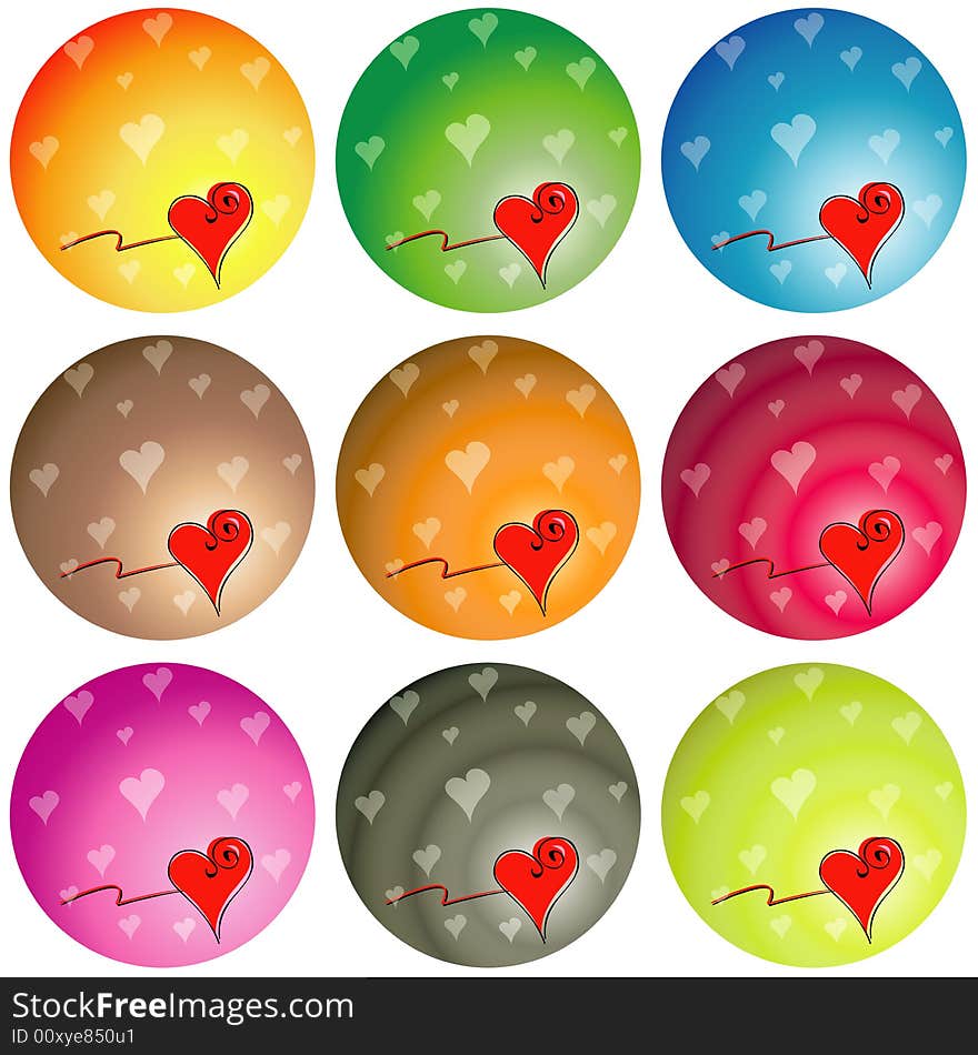 Colorful Love hearts