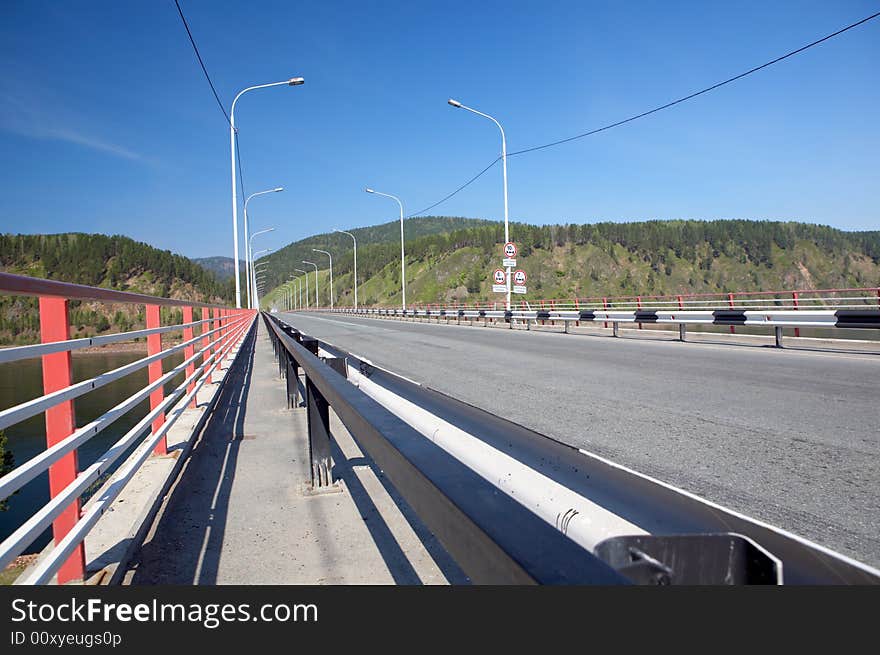 Divnogorsk bridge over Yenisei river. Divnogorsk bridge over Yenisei river