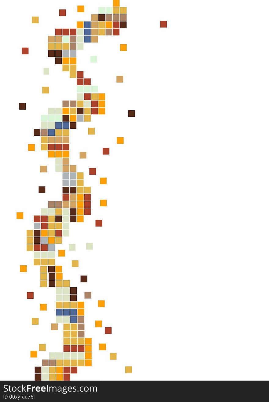 Abstract shape with  orange pixels