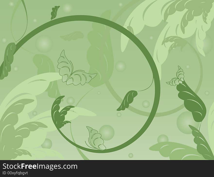 Abstract floral vector backdrop with butterflies