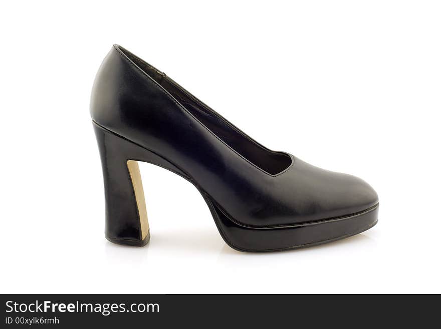 Black leather shoe isolated