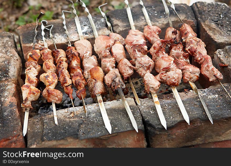 Shish Kebab On Bricks