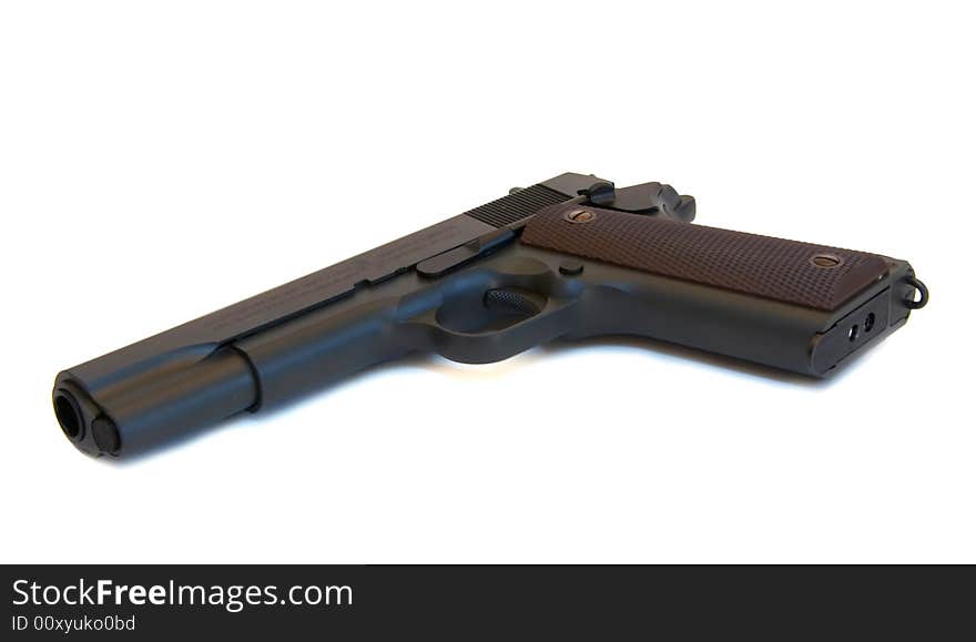 Semi-automatic pistol close-up (isolated)