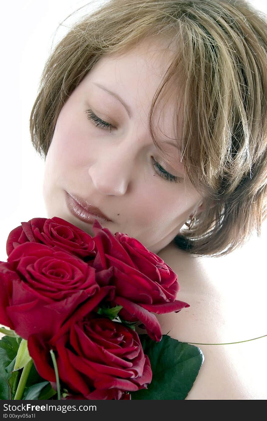 Beauty Women with red rose