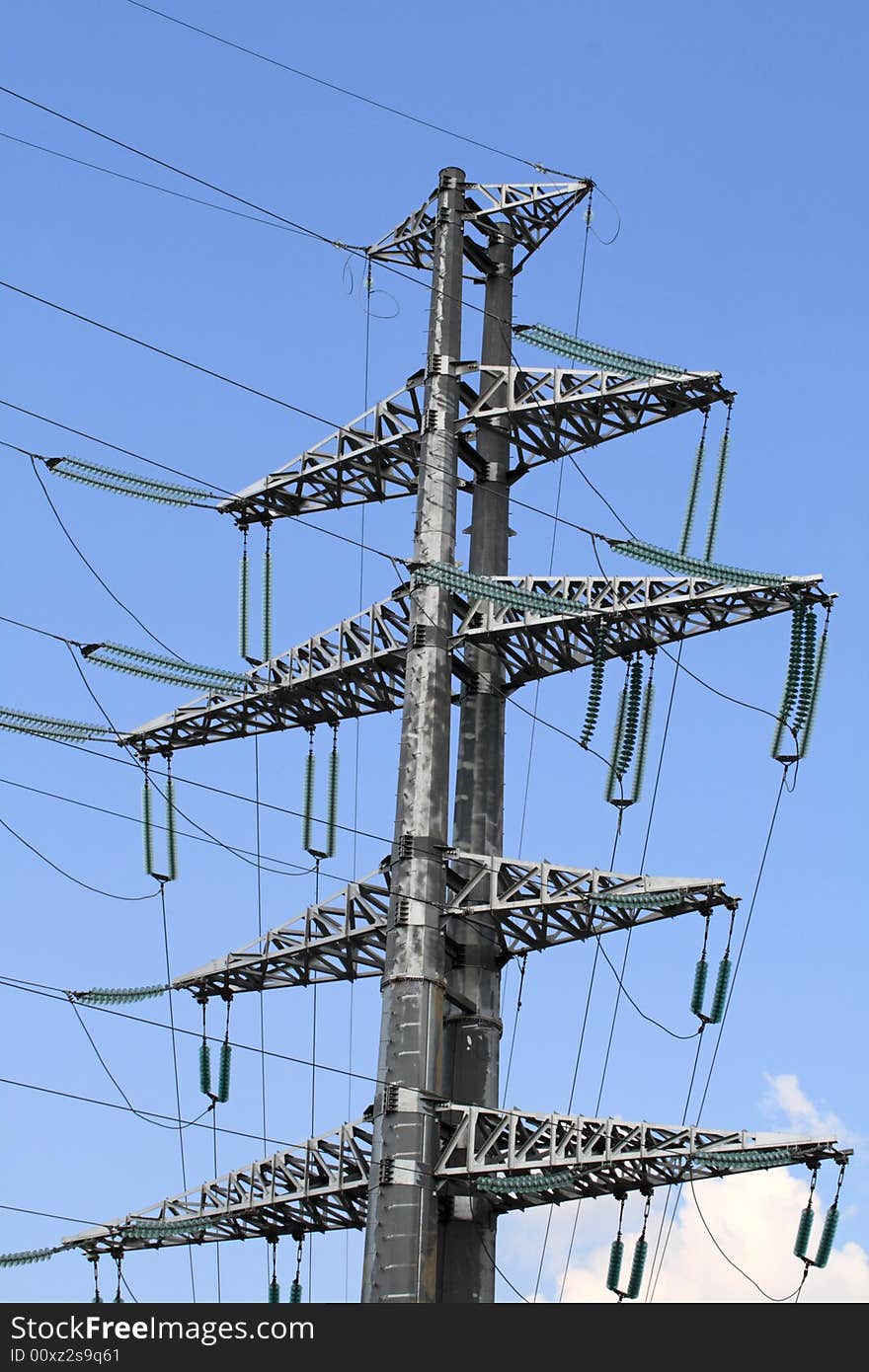 The power transmission line on the sky background