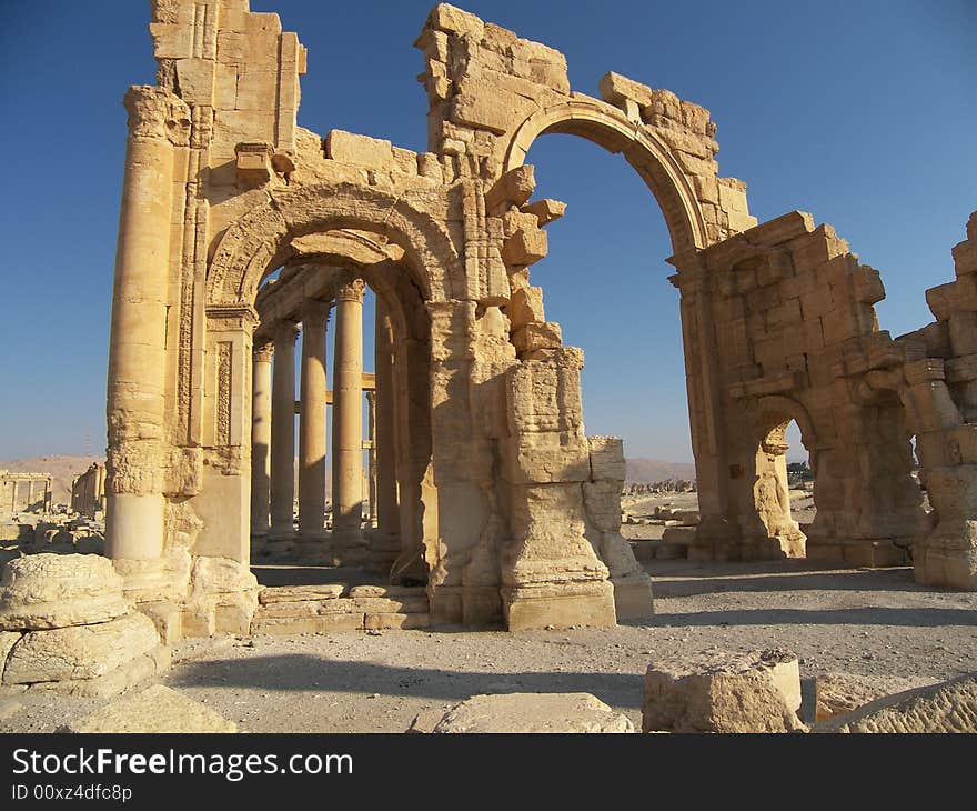 Ancient ruins in desert, Syria. Ancient ruins in desert, Syria