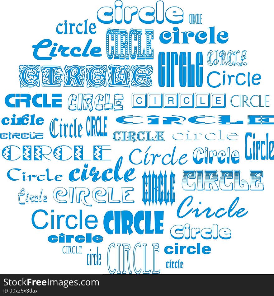 The shape of a circle made of words circle. The shape of a circle made of words circle